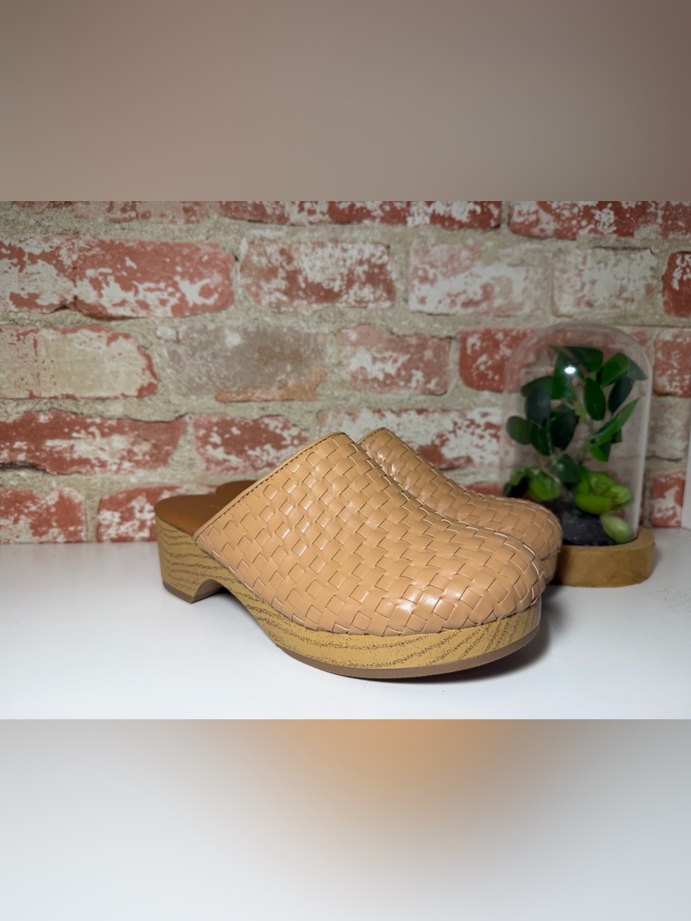 Woven Tan Slip-On Clogs